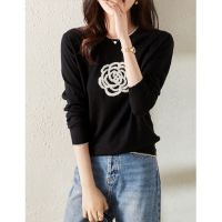 △❇✸ Color Embroidery Floral Womens Clothing Loose Pullovers All-match Korean Tee Shirt DF4938