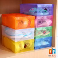 แผ่นกล่องใส่รองเท้าพลาสติกใส กล่องจัดระเบียบ กล่องรองเท้าพับได้ กล่องรองเท้า Colour Transparent Shoe Box