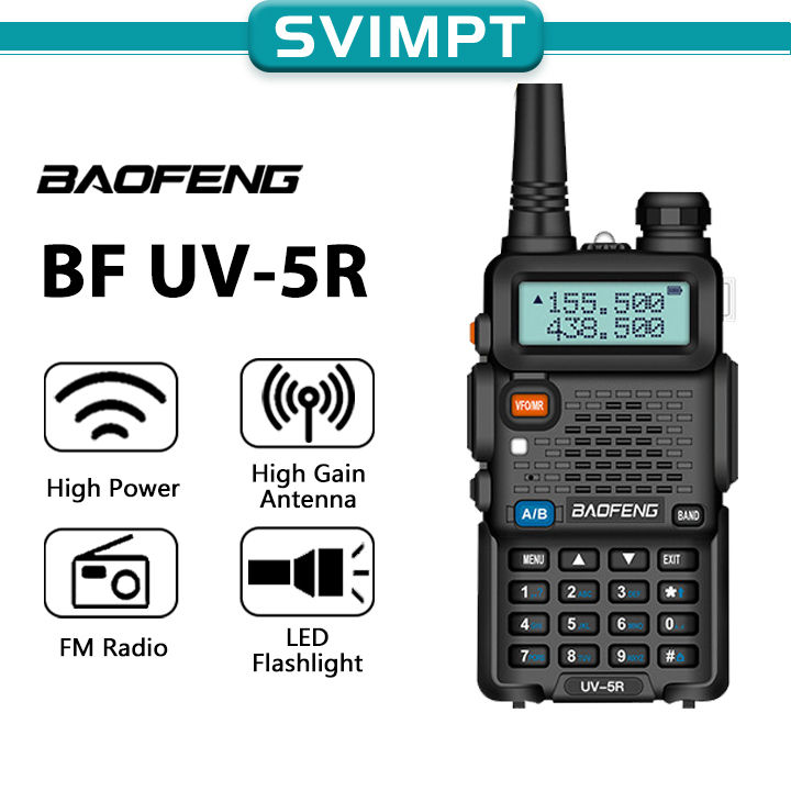 Baofeng UV-5R walkie-talkie 2-way radio long distance receiving 5W 128CH  portable dual-band UHF/VHF walkie-talkie Lazada