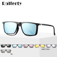 Ralferty 6 In 1 Magnet Kacamata Pria Terpolarisasi Klip Pada Kacamata Wanita Square Resep Optik Rentang 3D Kuning Oculos A2249