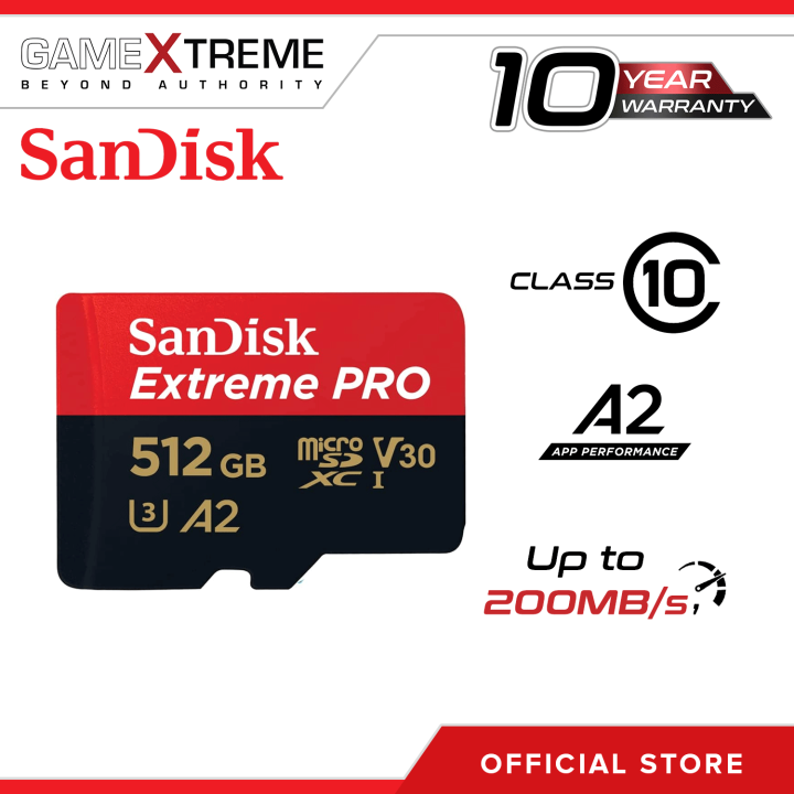 SanDisk Extreme PRO Series 512GB MicroSD Card with Adapter, A2 UHS-I Class  10 U3 V30 up to 200MB/s (SDSQXCD-512G-GN6MA) | Lazada PH