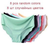 8pcslot Women Panties Sexy Underwear Seamless Briefs Set Ice Silk Panties Solid Underpants Ultra-Thin Lingerie Comfort Pants