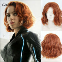 COSREA Cosplay Hair Wig Synthetic Brown Curly Wig for Women Costume Natasha Romanoff Headwear Party