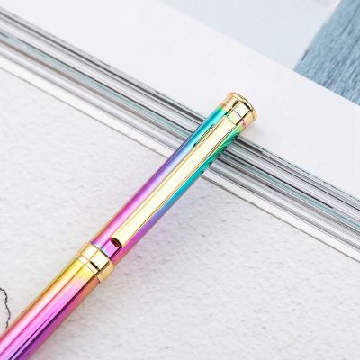 Metal Ballpoint Pen Stainless Steel Rotating Ball Pen for School Office Bright Writing Point 1.0mm (Golden)