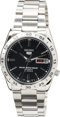 Seiko Mens Analogue Automatic Watch with Stainless Steel Bracelet – SNKE01K1, Black/Silver, Bracelet