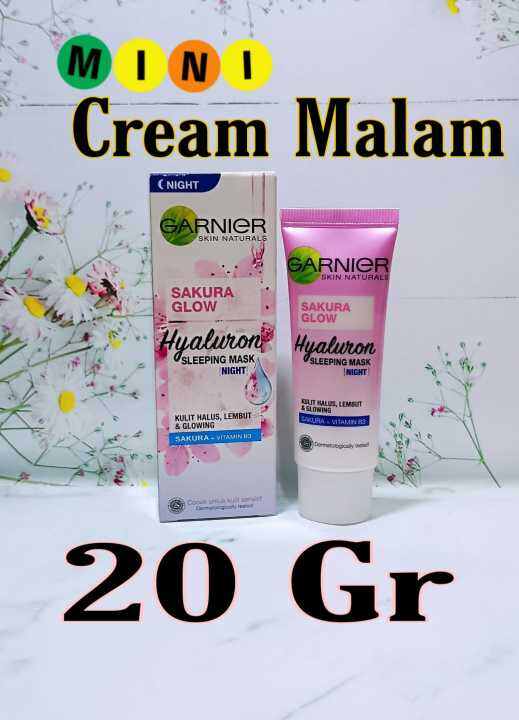 Mini Cream Malam Garnier Sakura Glow Hyaluron Sleeping Mask 20gr Travel