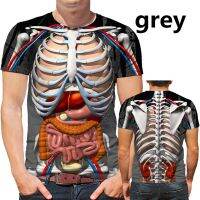 เสื้อยืดผู้ชาย Gothic Skeleton 3D Printing Fun Inside Pattern เสื้อยืดคอกลม O Neck Hip Hop Street Leisure พลัสขนาดเสื้อ 6XL XS-5XL