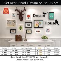 กรอบรูปตกแต่งผนัง Set Deer Head+Dream house 13pcs  (รูปด้านในไม่มี น่ะค่ะขายแต่กรอบและอุปกรณ์) ราคาพิเศษ กรอบรูปตกแต่งผนัง เซ็ตกรอบรูป