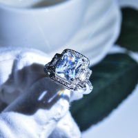 Dสีเพชรแท้แหวนเจ้าหญิงสแควร์แหวนเพชรแหวนเพชรจริงหญิงPt950แหวนทองคำขาวแหวนแต่งงาน-ออก