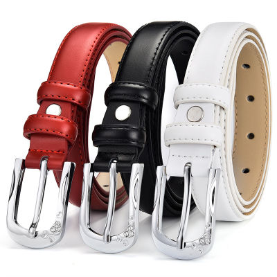 Rhinestone cowhide casual needle buckle womens belt Korean version versatile cowhide belt womens thin  GZ0O