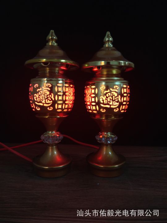 high-quality-มิตรภาพโคมไฟค่างวดโลหะผสมสีแดงปลั๊กอินโคมไฟปราสาทอุปกรณ์ทางศาสนาโคมไฟพระพุทธรูปทิเบต