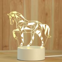 3D Led Night Lights Acrylic Cartoon Horse Table Lamp For Bedroom Home Decor Christmas Gift Led Lights For Bedroom