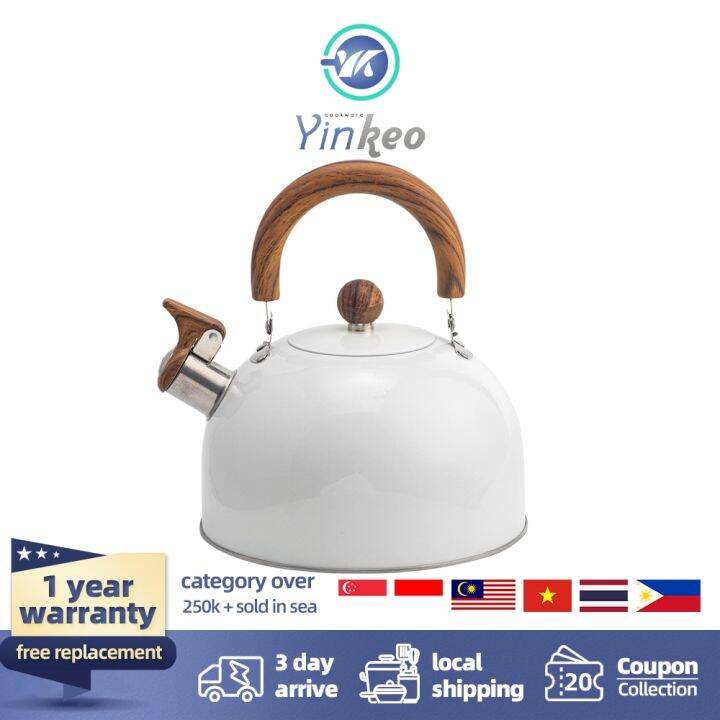 Yinkeo 3L Whistling Kettle Wooden Handle Stainless Steel For Induction