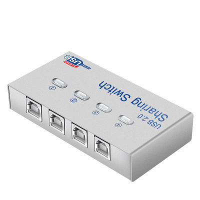 4 Port Auto USB 2.0 Selector Switch Printer Flash Driver Mouse Sharing Switcher Hotkey Software Control (ออโต้)