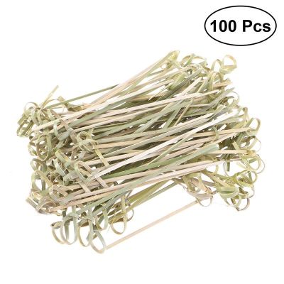 100PCS Disposable Skewers Bamboo Knot Picks Bamboo Picks Cocktail Pick with Twisted Ends for Cocktail Party Barbeque Snacks Club