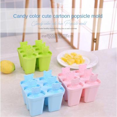 Diy Ice Cream Mold Easy To Demoulding Cute Cartoon Ice Cream For Children Ice Mold 6 Groups With Lid Ice Cream Mold Ice Maker Ice Cream Moulds