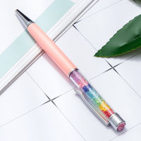 [In stock] ปากกาลูกลื่นคริสตัลหลากสีสร้างสรรค์ เครื่องเขียนนักเรียนปากกาโฆษณาโลหะหมุน พิมพ์ logo