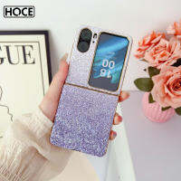 HOCE เคสโทรศัพท์หนังขอบสีทองไล่ระดับสีสำหรับออปโป้ไฟนด์ N2เคสฝาหลังกันกระแทกแบบแข็ง