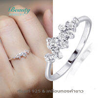 Beauty Jewelry เครื่องประดับผู้หญิง แหวนเงินแท้   925 Silver Jewelry แหวนมินิมอล ประดับเพชร CZ  รุ่น RS3062-RR เคลือบทองคำขาว