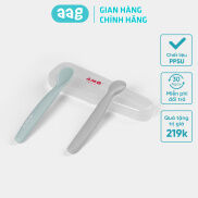 Thìa ăn dặm cho bé AMOBABY186 set gồm 2 muỗng silicon an toàn tiện lợi