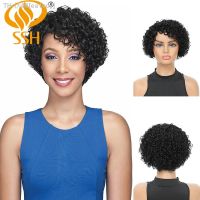 SSH Curly Wigs Short Pixie Cut Human Hair For Women Natural Black Remy Hair 150 Density Glueless Cheap Side Part Human Wigs [ Hot sell ] ea1voy