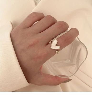Trendy Golden Heart Rings For Women Minimalist Aesthetic Drop Of Oil Open Rings Female Dinner Party Charming Rings Jewelry