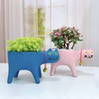 Cat Flower Pot Creative Cute Ceramic Personality Cartoon Animal Vase Simple Monkey Tail Cactus Home Decore