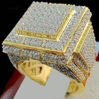 HELMen Fashion Big Square Hip Hop Full Micro Rhinestone Pave Iced Out Rings Jewelry