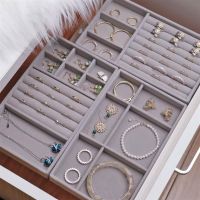 Velvet Jewelry Box Organizer DIY Earring Necklace Ring Jewelry Display Tray Portable Storage Box Jewelry Organizer Display Case