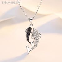 ■♤ Real 925 Sterling Silver Jewelry Crystal Dolphin Box Chain Pendants Necklaces for Women Solid Sterling-silver Choker Necklace