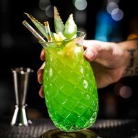 ♘❉△ 2022 New Bar Pineapple Shaped Cocktail Glass Creative Relief Restaurant Drink Cup Juice Glass Gift