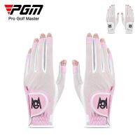 PGM 1 Pair Womens Fingerless Golf Gloves Texture PU Mesh Breathable Palm Anti-Slip Texture Ladies Sports Golf Glove ST028