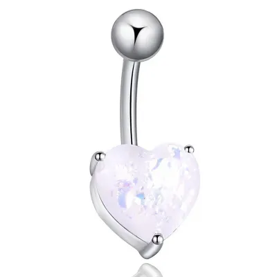 ZhongLouL แหวนหมุดเจาะสะดือหัวใจสะดือเล็บเจาะเซ็กซี่แฟชั่นใหม่ของขวัญตัวสเตนเลสสตีลเครื่องประดับผู้หญิง
