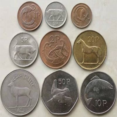 ชุดเหรียญปอนด์ไอร์แลนด์9ชิ้นเหรียญแบบเก่าใช้เหรียญยุโรป