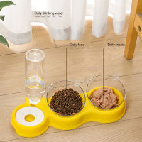 Cat Bowl Automatic Feeder 3-in-1 Dog Cat Food Bowl With Water Fountain Double Bowl Drinking Raised Stand Dish Bowls For Cats