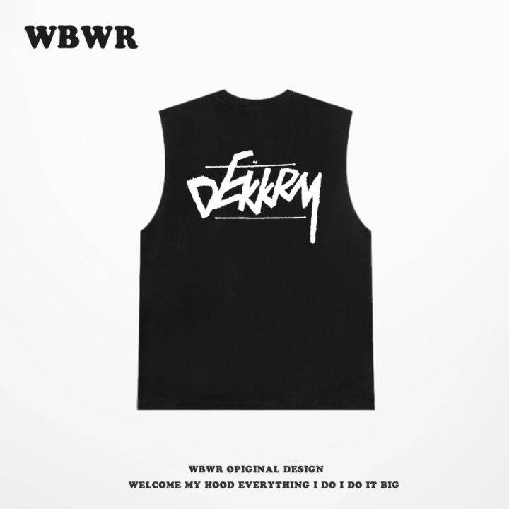 original-american-style-vibe-personality-heavy-260-cotton-sports-vest-mens-summer-tide-brand-letter-printing-vest-sleeveless-t-shirt