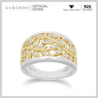 Gemondo แหวนเงินแท้ 925 ชุบทอง ประดับเพชร (Diamond) ดีไซน์ทรงใบมะกอกเทศ