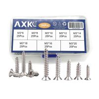 200pcs/set Countersunk flat head tapping screws with cross recessed M3 Screws Philips Screw Stainless Steel Wood Screws