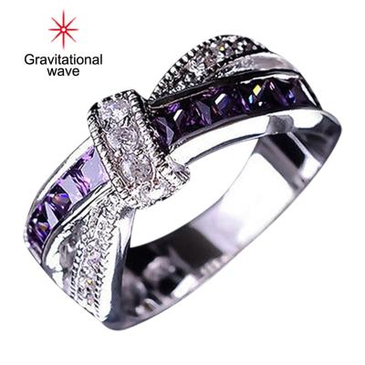 Gravitational Wave Ring Rhinestone Inlaid Decorative Alloy Cross Design Finger Band For Party Fashion Ring Cross