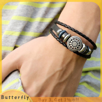 Butterfly แฟชั่น PU วินเทจ Infinity Charm Wrap ผู้ชายผู้หญิงสร้อยข้อมือเครื่องประดับพังก์สไตล์ใหม่