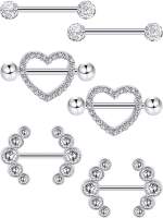 1 Pair Heart Barbell Nipple Ring Piercing Helix Sexy Jewelry High Quality Zircon Rings For Women Oreja