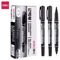 4/9pcs/lot Deli Twin Tip Permanent Marker Pen Set Fine Point Waterproof Ink Thin Nib Crude Nib Black Ink 0.5mm-2mm Fine ColorHighlighters  Markers