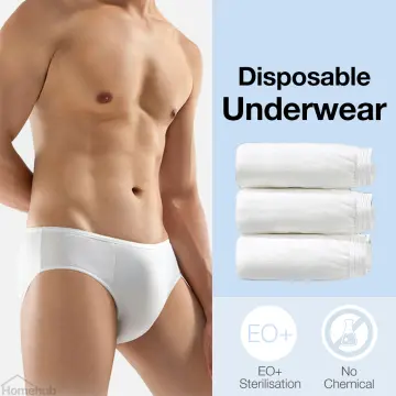 On Sale- One-Wear Disposable white cotton underwear for men. Travel briefs  5pc