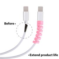 2Pcs Spiral Cable Protector Data Line Silicone Bobbin Winder Android USB Charging Cable 7 Colors