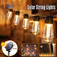 Vimite Solar Outdoor String Lights 2200K Warm Light IP65 Waterproof Courtyard Hanging Bulbs For Backyard Garden Porch Pool  Wedding Party Ambiance Lights