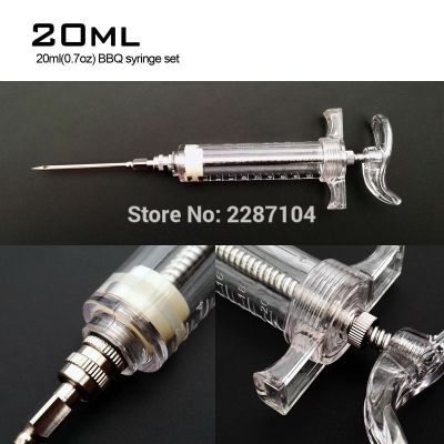 1set 20ml 0.7oz BBQ Meat Grill Barbecue Marinade Seasoning Injector Turkey Chicken Sauce Syringe with Stainless steel Needle