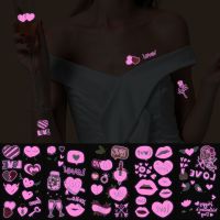 Temporary Fluorescent Love Heart Skin Tattoos Sticker Waterproof Skin Tattoos Stickers for Arm Leg Face Party Music Concert Bar