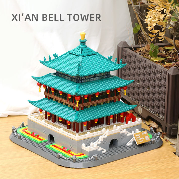 city-street-view-สถาปัตยกรรมจีน-xian-bell-tower-building-blocks-ประกอบอิฐก่อสร้างของเล่นเด็ก-xmas-ของขวัญ