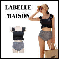 Labelle MAISON BLACK CHECKERED BIKINI ชุดว่ายน้ํา สีดํา