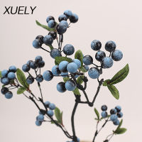 【cw】70 CM Artificial Berry Long-nched Acacia Fruit Holly Plants Foam Blueberry Nordic Cranberry Berries Home Wedding Decoration ！